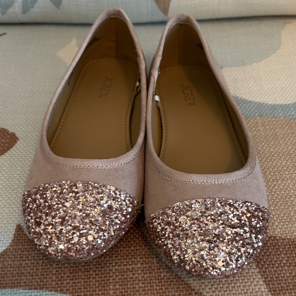 J. Crew Kids' Glitter Cap Toe Flats - Rose Gold